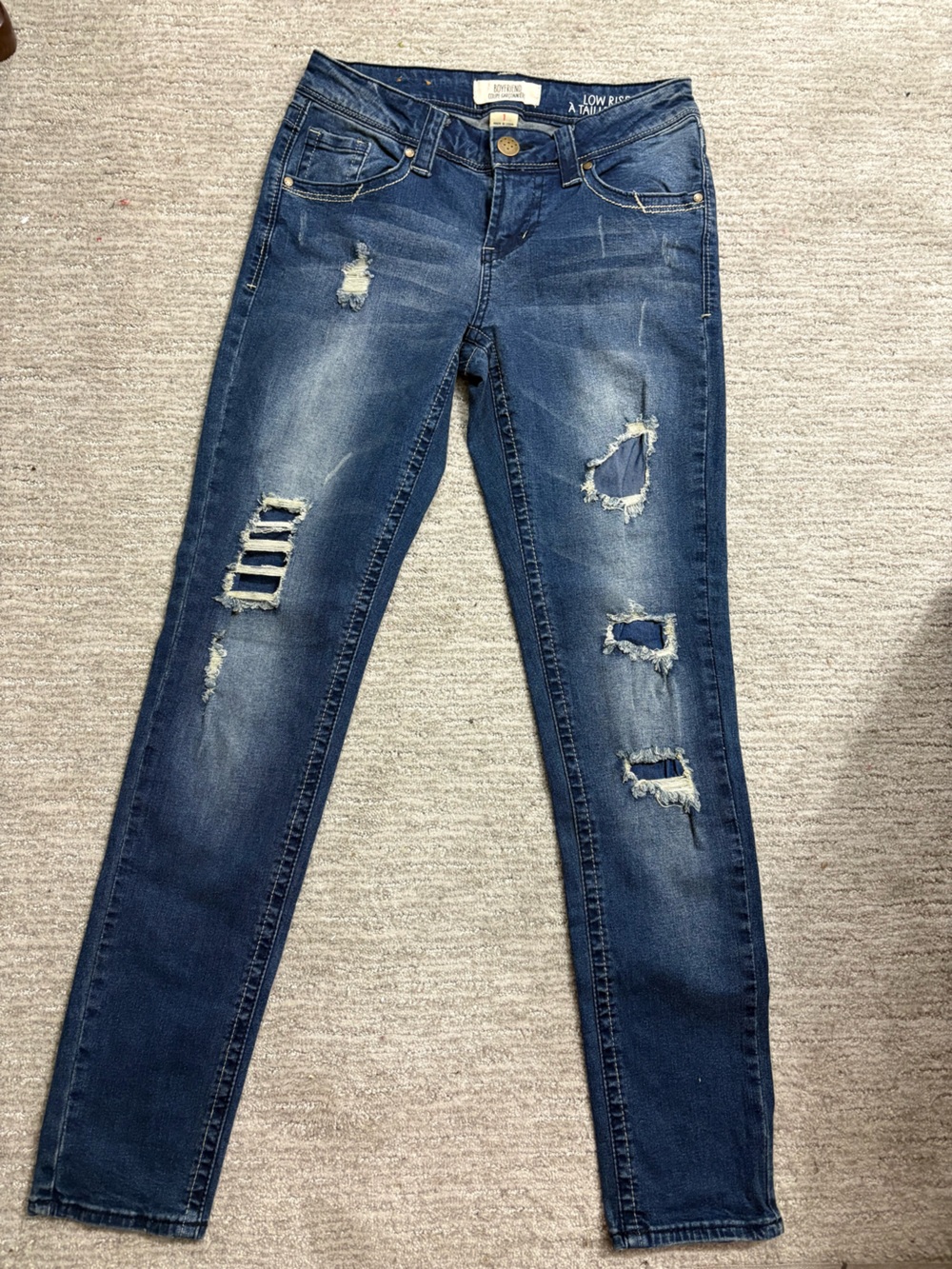 Women's Dark Blue Distressed Skinny Jeans